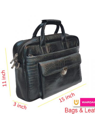 Croco-Print Genuine Leather Laptop Bag, Office bag, File Bag, Slim Bag